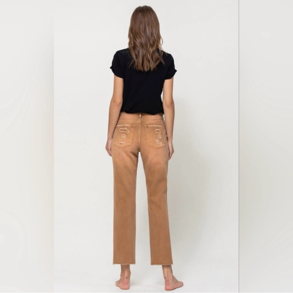 Like New Vervet By Flying Monkey Norah Camel Hi Rise Straight Crop Jeans - Picture 3 of 7